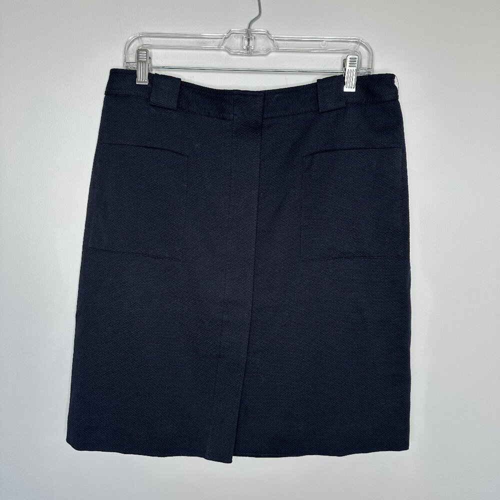 Brooks Brothers Pencil Skirt Women's 8 Navy Hidden Button Front Knee Length